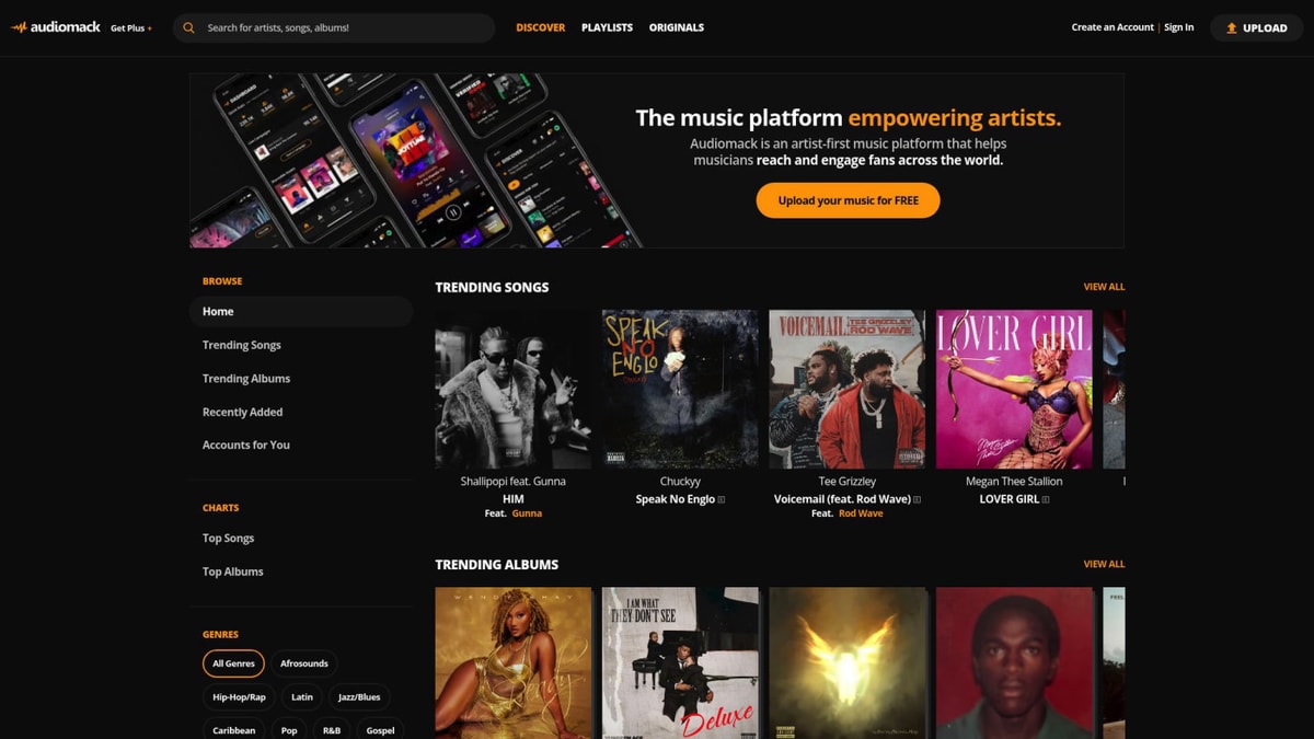 Audiomack Downloader website homepage