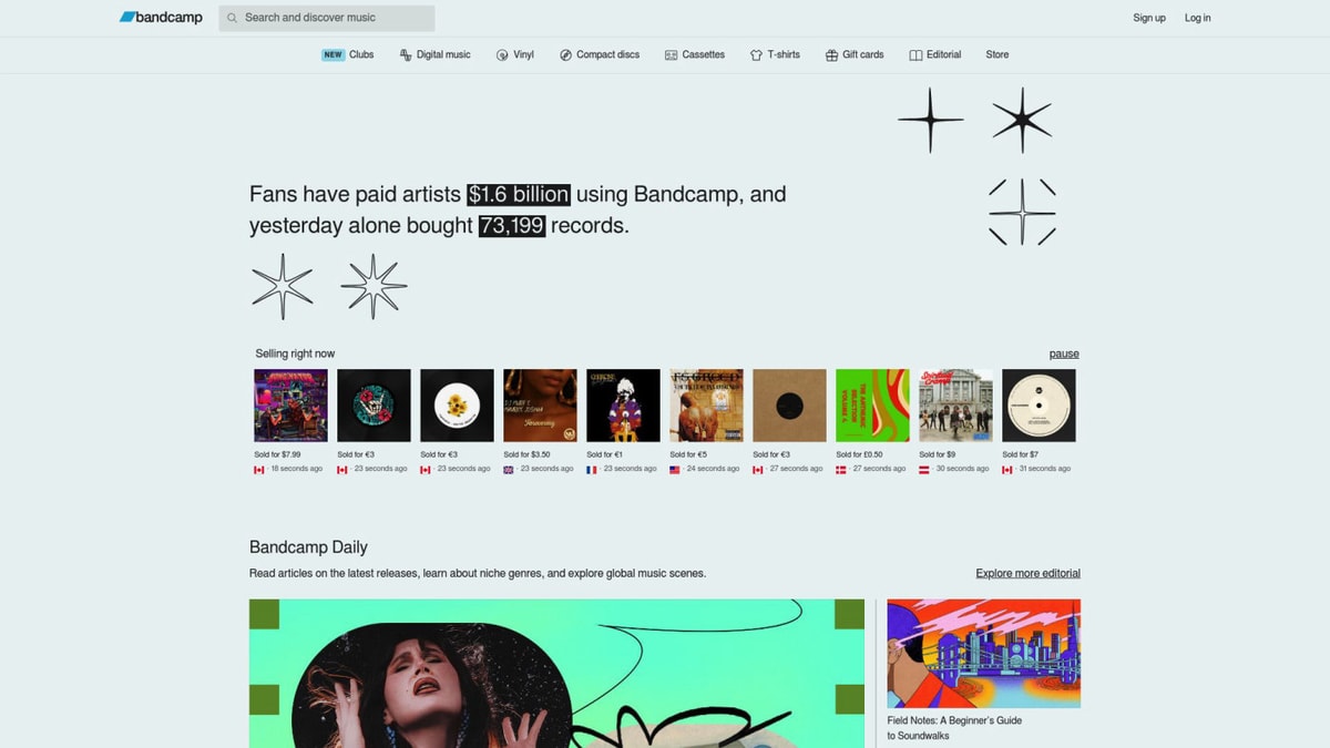 Bandcamp Downloader website homepage