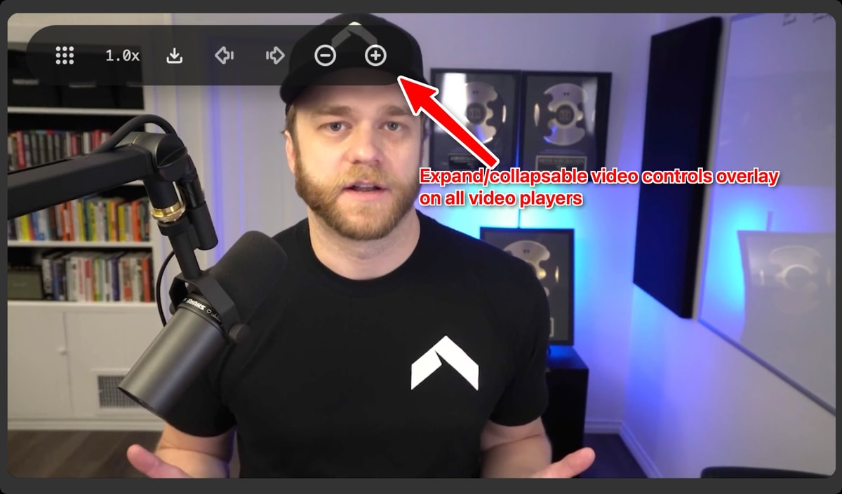 SERP Video Tools overlay controls on a video player