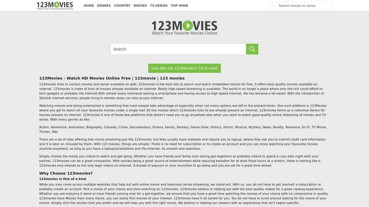 123movies Downloader website preview