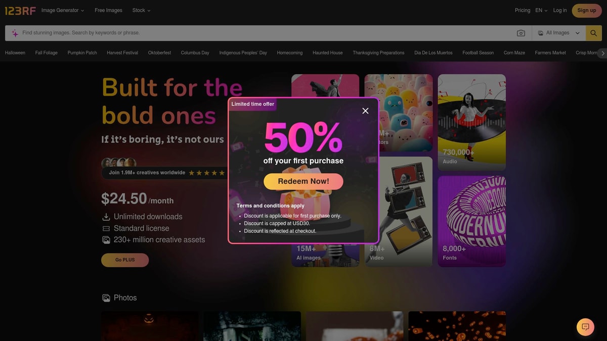 123rf Downloader website preview