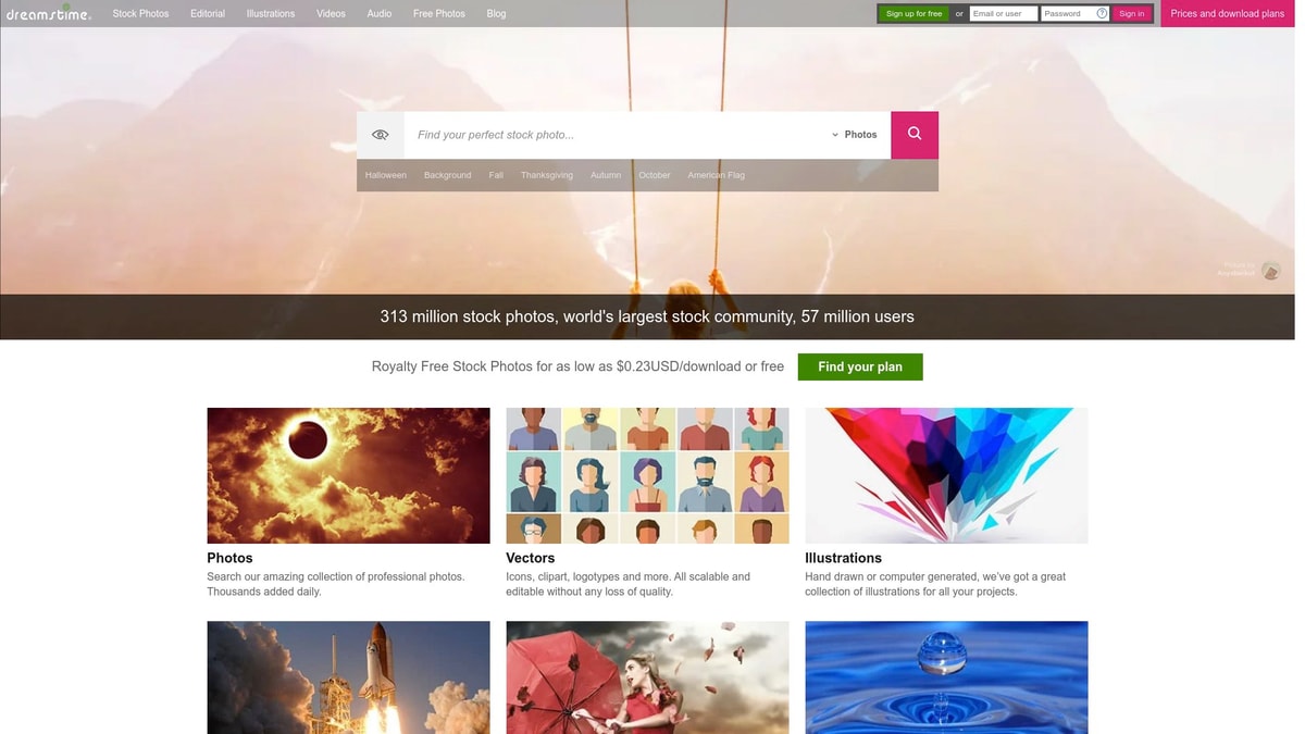 Dreamstime Downloader website preview